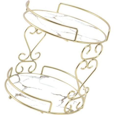 Étagère de rangement cosmétique à 2 niveaux, organisateur de maquillage, plateau de salle de bain, présentoir à bijoux pour parfums, blanc (1/5)