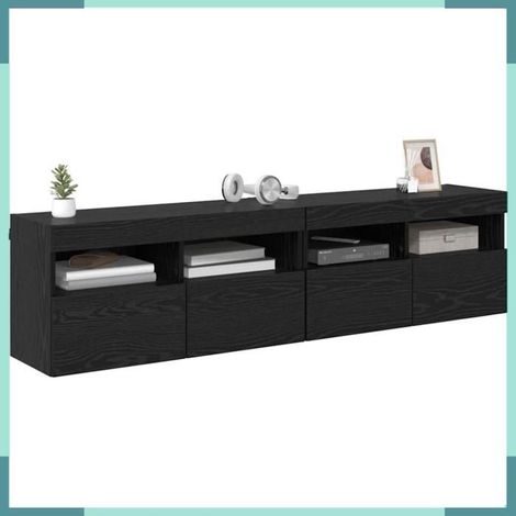 882982 Meubles TV muraux 2 pcs Chêne noir 80 x 30 x 40 cm (1/5)