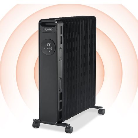 Igenix Digital Oil Filled Radiator, 2.5kW/2500W, Overheat Protection, Black - IG2626BL (1/5)