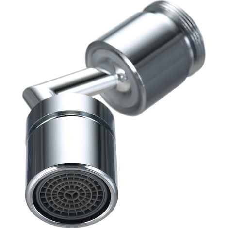 Mitigeur filtrant universel anti-éclaboussures 720° grand angle aérateur spray cuisine salle de bain rallonge buse économiseur d'eau pulvérisateur métal argent 22 mm 1 pièce (1/4)