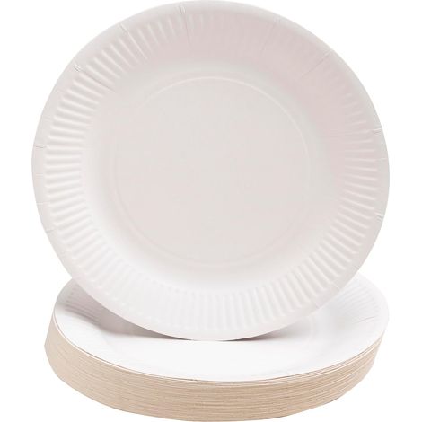 Lot de 50 assiettes jetables en carton de qualité alimentaire pour gâteau et barbecue, assiettes de peinture pour anniversaire, pique-nique, extérieur, pâte de canne à sucre, sûres et,22cm (1/5)