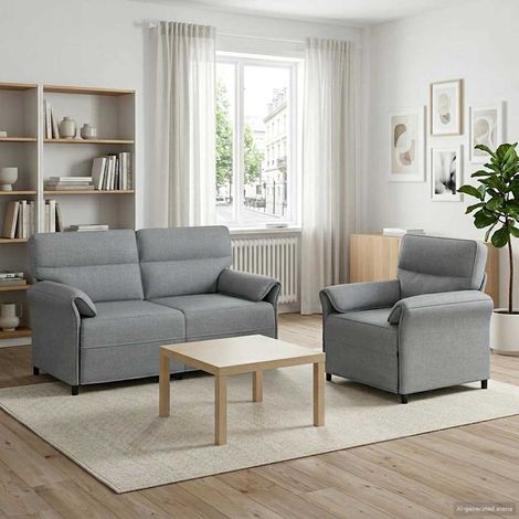 vidaXL Ensemble de Canapés 2 pc Gris clair Tissu (1/5)