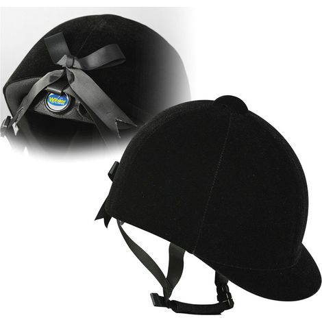 56-59 cm, nero opaco: Casco da equitazione in velluto con rotella regolabile VG1