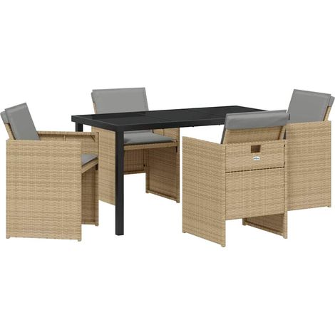 Ensemble de salle à manger pour jardin 5 pcs,Salon de jardin Beige polyrotin CFW10250 (1/5)