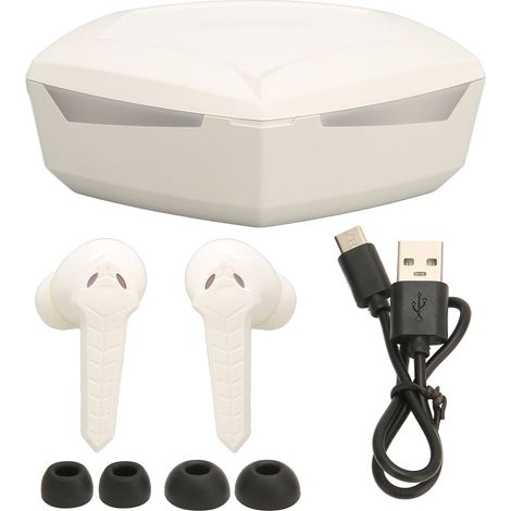 Écouteurs Bluetooth Gaming Stéréo Faible Latence Double Modes Casque Sans Fil avec Micro Intégré pour Téléphone Ordinateur Portable Blanc (1/5)