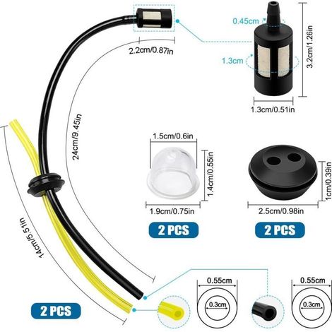 2 Ensembles Universel Filtre à Essence Kit, Durite Essence Debroussailleuse en Caoutchouc, Ampoule D'AmorçAge De Filtre, Joint De RéServoir De Carburant, pour Coupe-Herbe, Débroussailleuse (1/3)
