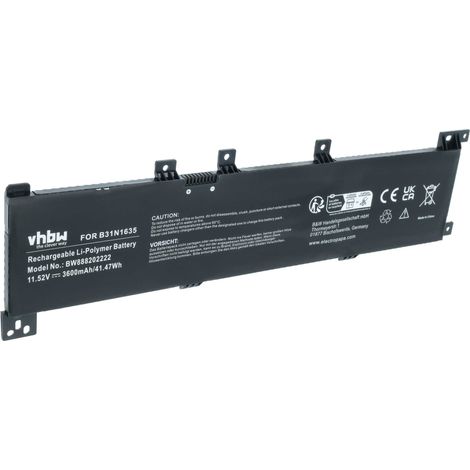 vhbw Akku kompatibel mit Asus X705NA-GC027, X705NC-1B, X705MB-1B, X705MB-GC029, X705MB-GC033T, X705NA-3G Notebook (3600 mAh, 11,52 V, Li-Polymer) (1/5)
