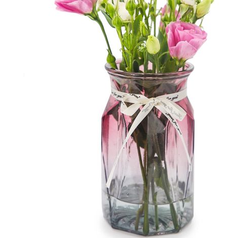 Geometrische Glasvase in Grau- und Lilatönen, mehrfarbig, für Zuhause, Büro oder Hochzeit
