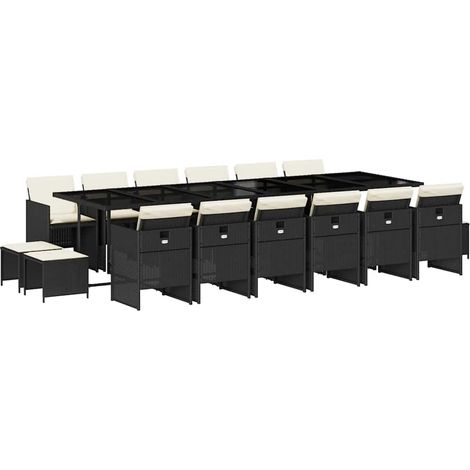 Maison Exclusive - Ensemble à manger de jardin 17 pcs coussins noir résine tressée (1/5)