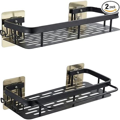 Étagères angle douche adhésives avec porte serviettes, rangement salle de bain (1/5)