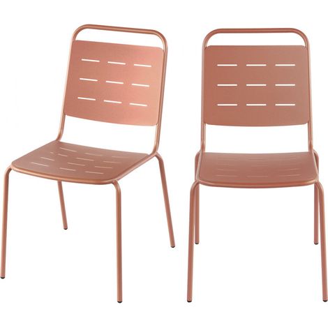 Lot de 4 chaises de jardin en métal - Terracotta - Aria