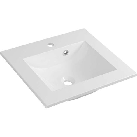 Sapho Yukon - Lavabo encastrado 50x45 cm, con agujero para grifo, blanco YU050 (1/5)