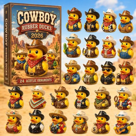 Gummiente Cowboy Adventskalender 2026 2D Überraschungsbox