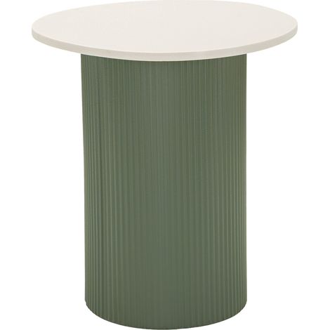 Couchtisch Misfat, Runde Form, Tischplatte Weiß, Gestell Metall, 42x40x45h cm Weiß Marmor
