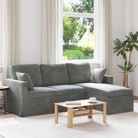 Sofa Dunkelgrau 198 x 134 x 80 cm Samt (1/5)