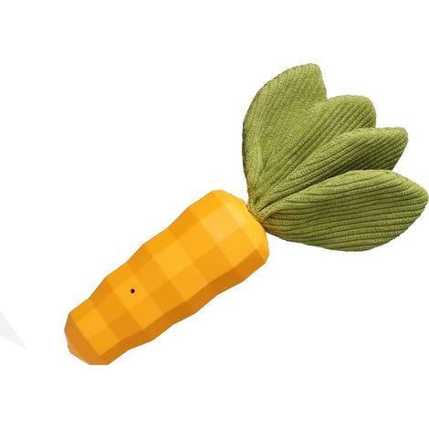 Jouet à mâcher en forme de carotte en caoutchouc naturel durable pour chiens de taille moyenne et grande, jouet pour le nettoyage des dents (jaune) (1/5)