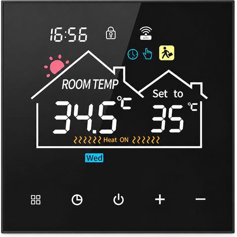 Thermostat pour chauffage hydraulique et chaudière, noir, 3 A, sans Wi-Fi (1/5)