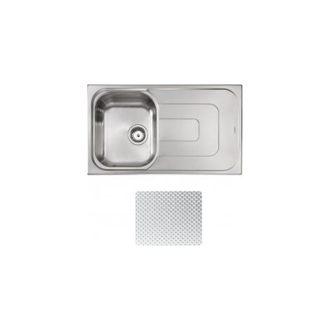 CM 011393.S1.01.2016 Pizzica Lavello da incasso 1 vasca con gocciolatoio a destra 86 x 50 cm Sopratop in acciaio inox antigraffio colore Inox (1/5)