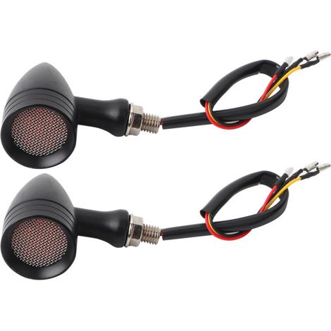 Motorcycle Universel Signal de Virage Clair Grille Rétro Frein LED High Luminal Purity Start Rapide Installer Easy Chrome Black Shell pour la Plupart des Motos 1 Régler à Droite (Noir jaune). (1/4)