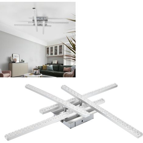 Plafonnier LED à quatre tubes disposés en grille, style minimaliste nordique moderne, idéal pour la chambre, le salon, le bureau et la salle à manger. Certifié CE et RoHS, lumière chaude. (1/5)
