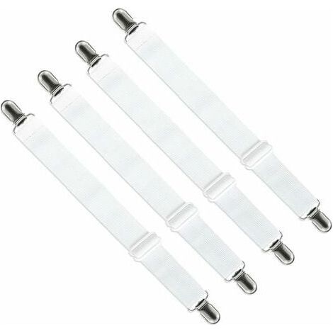 Housse réglable pour draps tendeurs (33cm à 140cm,Largeur:2.5cm), housses de repassage sangles élastiques (blanc, set de 4) (1/5)