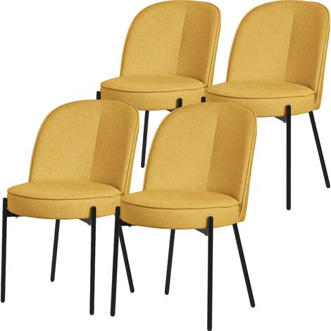 ML-Design Set 4 Sedie da Sala Pranzo Giallo Senape in Poliestere Gambe in Metallo, Struttura in Acciaio, con Schienale Semi-Rotondo, Poltrone Ergonomiche, Poltroncine Imbottite per Soggiorno e Cucina (1/5)