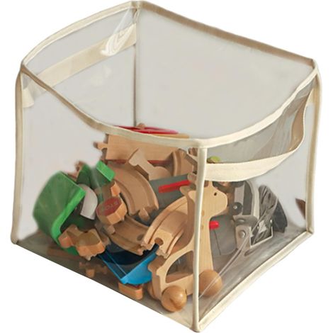 Panier pliable transparent étanche pour rangement jouets, portable et adapté aux salles de jeux