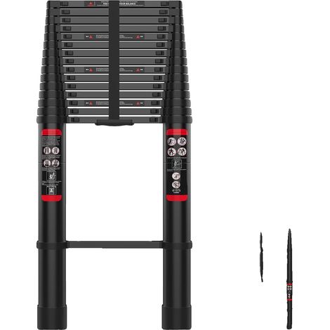Échelle télescopique, construction en aluminium, capacité de charge de 330 lbs, 6.2M (1/2)