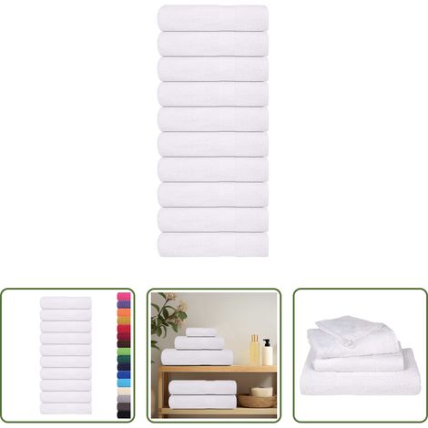 Baumwolle - Handtücher FROGN 10 Stk. Weiß 50x100 cm 360 g/m² (1/5)