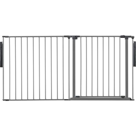 Safetots Premium Multi Panel Room Divider, up to 154cm Wide, Grey, 70cm Tall, Flexible Barrier with Door for Baby and Toddler