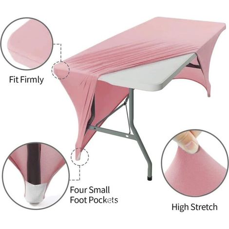 Verstellbare rechteckige Stretch-Tischdecke, Spandex-Partytischdecke für Cocktailpartys, Geburtstage, Hochzeiten und Veranstaltungen, faltbare Tischdecke, waschbar und knitterfrei (Rosa, 183 x 76 x 76