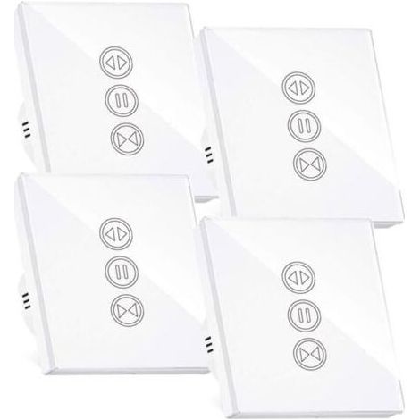 Interrupteur Volet Roulant Connecté, Interrupteur Volet Roulant Wifi,Compatible Avec Alexa/Google Home, Interupteur Connecté Tactile Rétro Éclairage Peut Éteindre Led Timer App Contrôle,4PCS (1/5)