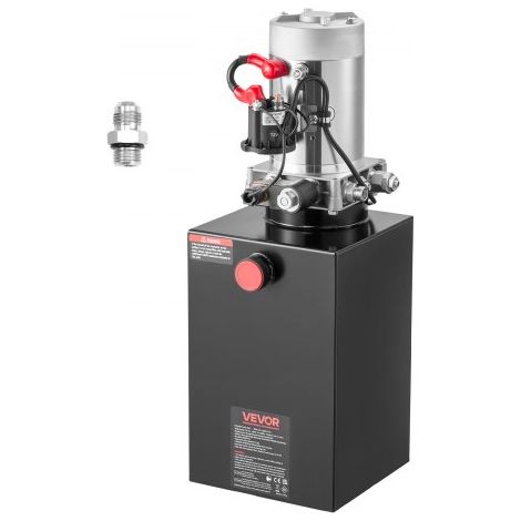 Bomba Hidráulica de Simple Efecto 15 Cuartos 12 V CC, Bomba del Remolque Volquete Caudal de 3,4 L/min, con Depósito Metálico para Elevación de Vehículos, Elevadores de Tijera, Apiladores (1/5)