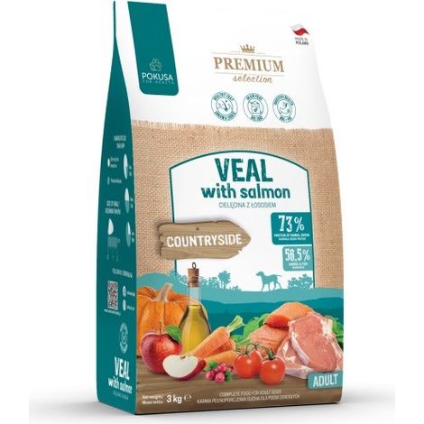POKUSA Sélection Premium Veau et Saumon - Croquettes pour chien adulte - 3 kg
