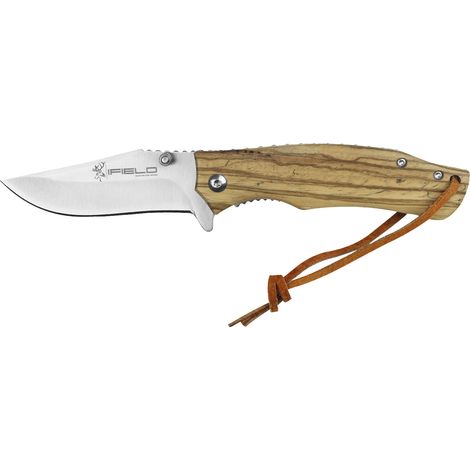 Navaja de madera iFIELD Camper EL29040, mango de madera zebra, hoja de acero inox de 8,5 cms, herramienta de camping para pesca, caza, actividad deportiva (1/5)
