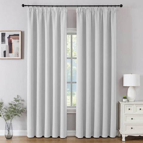 Set of 2 Thermal Blackout Curtain Panels H225 x B140 cm Anti-Cold and Heat Insulation for Bedroom, Living Room, Kitchen (1/5)