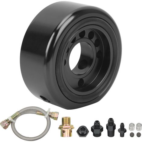 11-teiliger VTEC-Zylinderkopf-Umrüstsatz, Ölfilteradapterplatte aus Aluminium für Acura LS B18 B20, Schwarz (1/5)