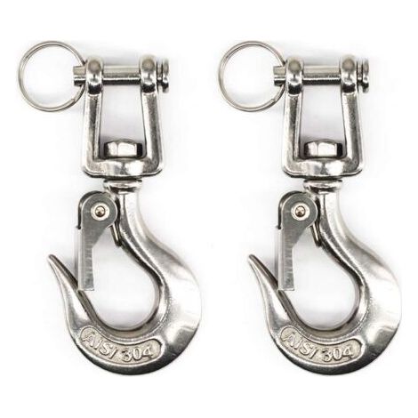 Rotating lifting hook made of 304 stainless steel with locking mechanism – safety accessory, 150 kg, 2 pieces--DTEKGAZ