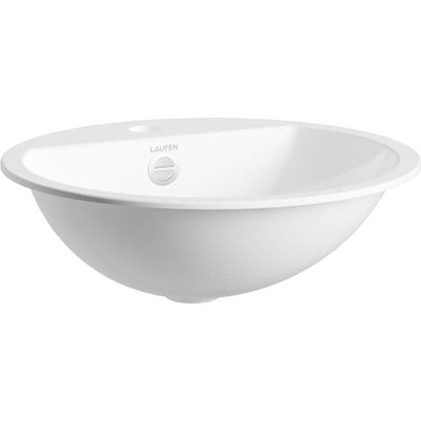 Laufen Einbau-Waschtisch Form rund 450x450x163mm, von oben, mit 1 Hahnloch und Überlauf, Weiß (1/3)