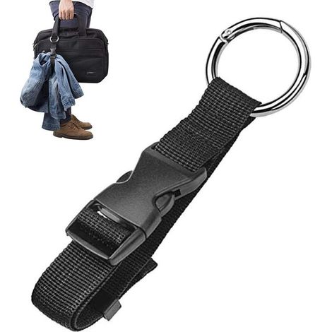 Lot de 2 sangles de bagage réglables – 16 cm – Noires – Pour valise et sac à dos – Antidérapantes (1/5)