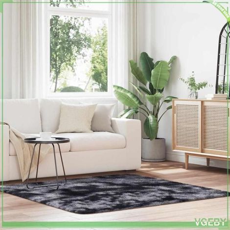 4102872 Tapis Shaggy à poils longs NAVARRA gris foncé 160x160 cm (1/5)