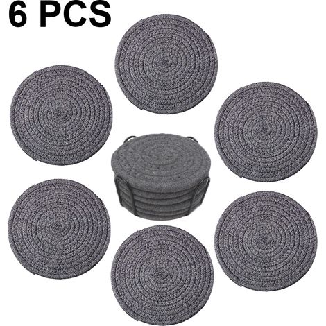Sous-plat - 10 x 10 cm - Coton et Polyester - Pour Tasses et Plats Chauds - Lot de 6 (1/5)