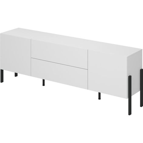 Mobile TV SALMA – 2 porte & 2 cassetti Push-to-Open – Bianco super opaco & nero opaco