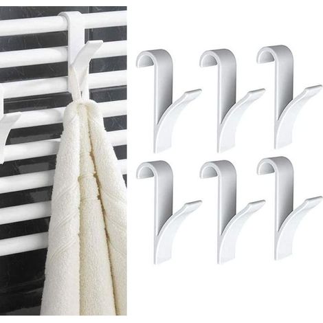 8-teiliges Set Handtuchhaken für Heizkörper, Handtuchtrocknerhaken für Heizkörper, weiße Kunststoffhaken für Heizkörper, Heizkörperhaken für Badezimmer (1/5)