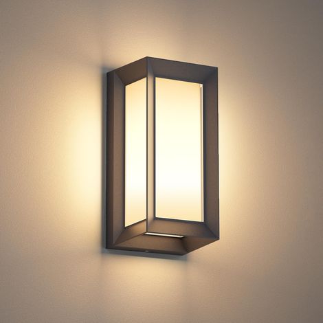 Applique Murale E27 Extérieure Intérieur, Max 60W, Lampe Murale Moderne Imperméable IP65, Éclairage Mural pour Terrasse Couloir Entrée, PC + Aluminium, Ampoule non Incluse, Anthracite (1/5)