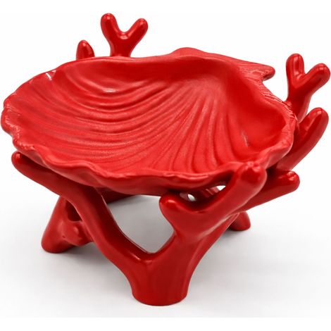Vassoio decorativo, conchiglia rossa, organizer per gioielli, chiavi