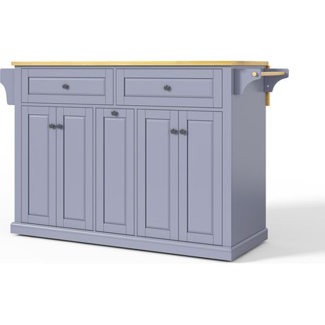 Isla de cocina móvil con encimera abatible, carrito de cocina de MDF, 121 x 69 x 89 cm (1/5)