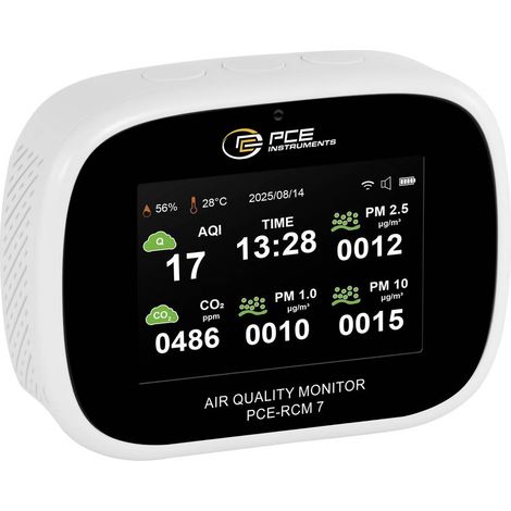 Misuratore di anidride carbonica PCE Instruments PCE-RCM 7 CO2 con misura della temperatura, con interfaccia USB (1/5)