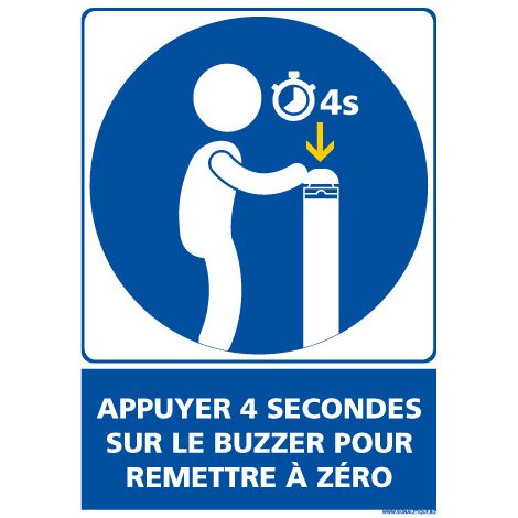 PANNEAU APPUYER SUR LE BUZZER POUR LE REMETTRE A ZERO (E0684) - Adhésif - 75 x 105 mm