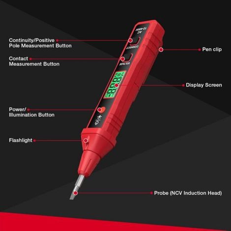 Broche de test électrique portable, détecteur de haute tension et de courant avec pointe croisée – idéal pour les détecteurs de point d'arrêt-Chrom (1/5)